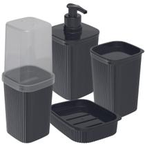 Kit pia banheiro Frisos 4 pçs preto Plasutil Kit pia banheiro Frisos 4 pçs preto Plasutil