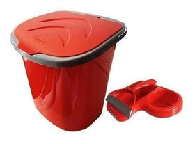 Kit Pia Com Porta Rodo Porta Detergente E Lixeira De 3 Litros Vermelho Higiênico