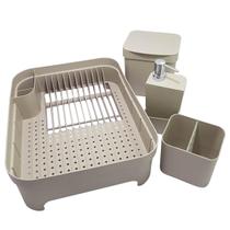 Kit Pia Cozinha Escorredor De Louça E Talheres Lixeira 4,7l Kit Pia Cozinha Escorredor De Louça E Talheres Lixeira 4,7l