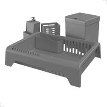 Kit Pia Cozinha Escorredor Lixeira Porta Talher Dispenser Sabão Líquido Kit Pia Cozinha Escorredor Lixeira Porta Talher Dispenser Sabão Líquido