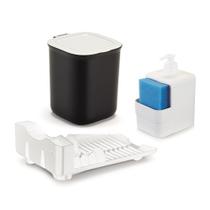 Kit Pia Cozinha Lixeira 2,5L + Escorredor de Louça + Porta Detergente e Esponja Kit Pia Cozinha Lixeira 2,5L + Escorredor de Louça + Porta Detergente e Esponja