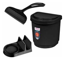 Kit Pia Cozinha Porta Detergente Com Bucha Rodinho E Lixeira