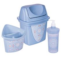 Kit Pia Cozinha Porta Detergente Escorredor de Talher Lixeira Plasutil