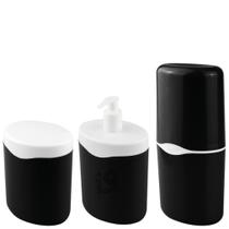 Kit Pia de Banheiro Lavabo 3 Peças Dispenser Sabonete Líquido Porta Escova de Dente Com Tampa e Porta Algodão Lummar Kit Pia de Banheiro Lavabo 3 Peças Dispenser Sabonete Líquido Porta Escova de Dente Com Tampa e Porta Algodão Lummar