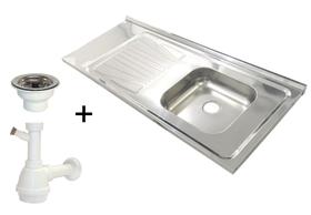 Kit Pia de cozinha Fabrinox PSD1200D 1,20 x 0,52 mt cuba deslocada à direita