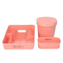 Kit Pia Escorredor de Pratos Lixeira e Escorredor de Talheres/Detergente Plastutti 3 Peças Kit Pia Escorredor de Pratos Lixeira e Escorredor de Talheres/Detergente Plastutti 3 Peças