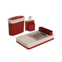 Kit Pia Flat 3Pçs Vermelho e Bege