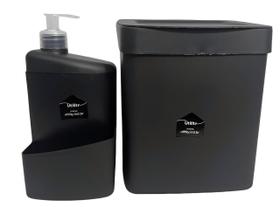 Kit Pia Lixeira e Porta Detergente Dispenser suporte Esponja