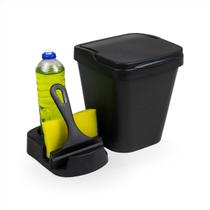Kit Pia Lixeira Porta Detergente Bucha Sabão Rodinho Organizador Cozinha Moderno Dispenser