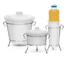 Kit Pia Lixeira Porta Detergente e Sabão 3 peças Niquelart BRANCO