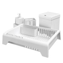 Kit Pia Organizador 4 Pçs Pia Cozinha Lixeira Dispenser Escorredor Porta Talher Kit Pia Organizador 4 Pçs Pia Cozinha Lixeira Dispenser Escorredor Porta Talher