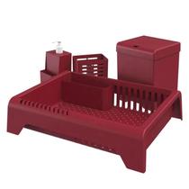 Kit Pia Organizador 4 Pçs Pia Cozinha Lixeira Dispenser Escorredor Porta Talher