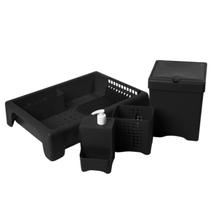 Kit Pia Organizador Cozinha Jade Escorredor de Louça Porta Talheres Porta Detergente Lixeira Kit Pia Organizador Cozinha Jade Escorredor de Louça Porta Talheres Porta Detergente Lixeira