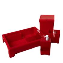 Kit Pia Organizador Cozinha Jade Escorredor de Louça Porta Talheres Porta Detergente Lixeira