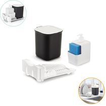 Kit Pia Organizador Escorredor De Pratos Compacto, Dispenser, Lixeira Kit Pia Organizador Escorredor De Pratos Compacto, Dispenser, Lixeira