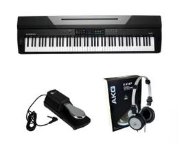 Kit Piano Arranjador Kurzweil KA70 com Fone K414 e Pedal