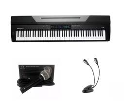 Kit Piano Arranjador Kurzweil KA70 com Microfone e Luminária