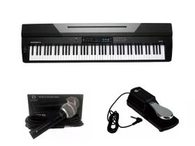 Kit Piano Arranjador Kurzweil KA70 Microfone e Pedal