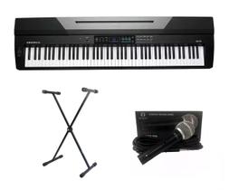 Kit Piano Arranjador Kurzweil KA70 Suporte e Microfone