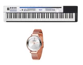 Kit Piano Casio PX5S WE e Relogio Dk Fashion Dk11164-4