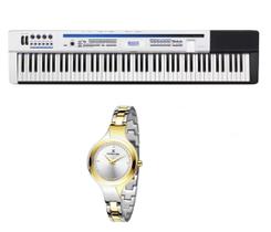 Kit Piano Digital Casio PX5S WE e Relogio Feminino Dk11235-3 Kit Piano Digital Casio PX5S WE e Relogio Feminino Dk11235-3