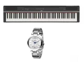 Kit Piano Yamaha Digital P125B e Relogio Feminino Dk11214-6