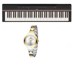 Kit Piano Yamaha P121 e Relogio Feminino Fashion Dk11235-3