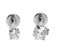 Kit Piercing Ponto de Luz com Zircônias Rosca Interna - 2 unidades Kit Piercing Ponto de Luz com Zircônias Rosca Interna - 2 unidades