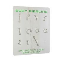 Kit Piercing Variados Aço Inoxidável Antialérgico