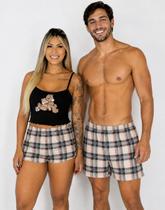 Kit Pijama Casal Feminino Ondinha Samba Canção Masculino