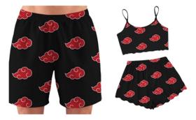 Kit Pijama Casal Feminino Ondinha Samba Canção Masculino