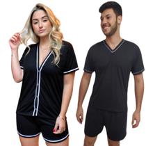 Kit Pijama Casal Malha Adulto Curto Verão Americano Mozão PR