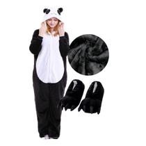 Kit Pijama com Pantufa Urso Panda Kigurumi Unissex