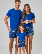 Kit Pijama Família Mãe Pai e Infantil, 3 Conjuntos Camiseta e Short do Brasil Kit Pijama Família Mãe Pai e Infantil, 3 Conjuntos Camiseta e Short do Brasil