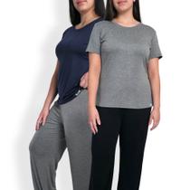 Kit Pijama Feminino Adulto Confortável Com Camiseta E Calça