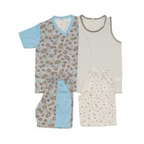 Kit Pijama Infantil Menino 4 peças - Camisetas e Bermudas - Tamanho 10