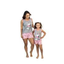 Kit Pijama Mãe e Filha Baby Doll Regata Snoop