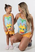 Kit Pijama Mãe E Filha Girafa Baby Doll Verão Kit Pijama Mãe E Filha Girafa Baby Doll Verão
