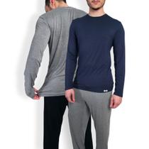 Kit Pijama Masculino Adulto Longo Com Camiseta E Calça