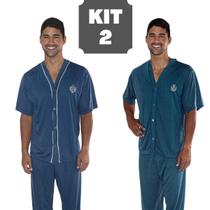 Kit Pijama Masculino Manga Curta Com Calça Meia Estação