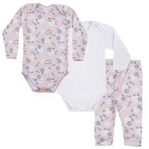 Kit Pijama Térmico 3 Peças Bebê Energy Thermo Dry Carneirinhos Bege Everly