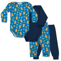 Kit Pijama Térmico 4 Peças Bebê Energy Thermo Dry Leõezinhos Marinho Everly Kit Pijama Térmico 4 Peças Bebê Energy Thermo Dry Leõezinhos Marinho Everly