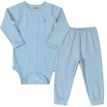 Kit Pijama Térmico Body e Calça Bebê Energy Thermo Dry Azul Cristal Up Baby