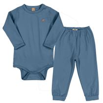 Kit Pijama Térmico Body e Calça Bebê Energy Thermo Dry Azul Médio Up Baby