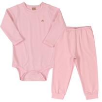 Kit Pijama Térmico Body e Calça Bebê Energy Thermo Dry Rosa Claro Up Baby