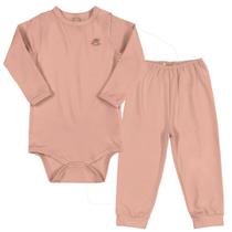 Kit Pijama Térmico Body e Calça Bebê Energy Thermo Dry Rosa Salmão Up Baby