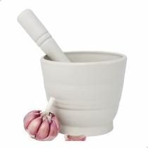 Kit Pilão Com Socador Alho Plástico Resistente Branco GP2158 Kit Pilão Com Socador Alho Plástico Resistente Branco GP2158