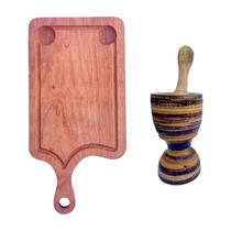 Kit Pilão M (15CM) e Tabua p/Churrasco em madeira maciça - RODRIGUES CAMPOS