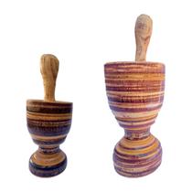 Kit Pilão P(13CM) e Pilão G(20CM) de madeira socador de alho - RODRIGUES CAMPOS