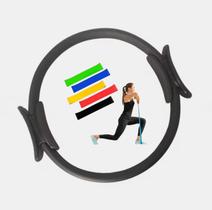 Kit Pilates Anel Mágico 38 cm Azul ou Preto e 5 Faixas Elásticas Ideal para Academia Yoga Fisioterapia Reabilitação Treino Funcional Kit Pilates Anel Mágico 38 cm Azul ou Preto e 5 Faixas Elásticas Ideal para Academia Yoga Fisioterapia Reabilitação Treino Funcional